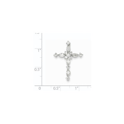 14k White Gold Diamond Cross Pendant