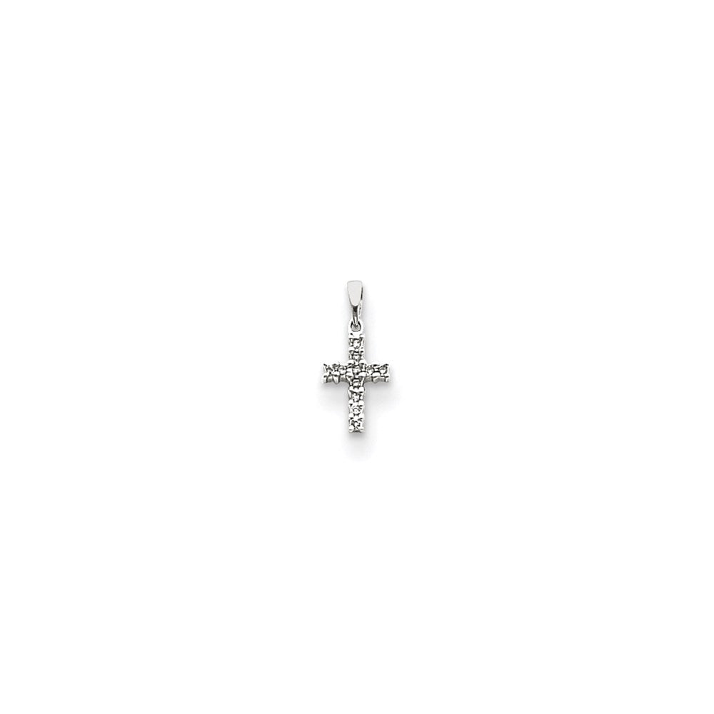 14k White Gold Diamond Cross Pendant