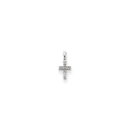 14k White Gold Diamond Cross Pendant