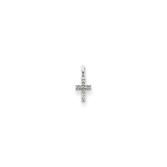 14k White Gold Diamond Cross Pendant