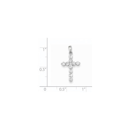 14k White Gold Diamond Cross Pendant