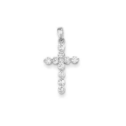 14k White Gold Diamond Cross Pendant
