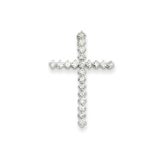 14k White Gold Diamond Cross Pendant