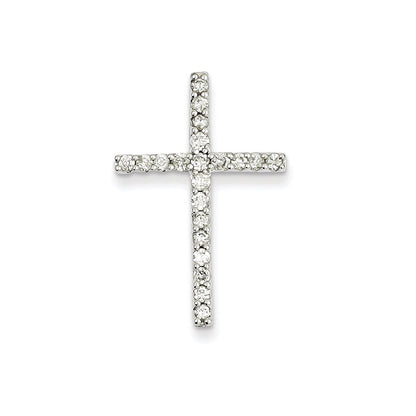 14k White Gold Diamond Cross Pendant