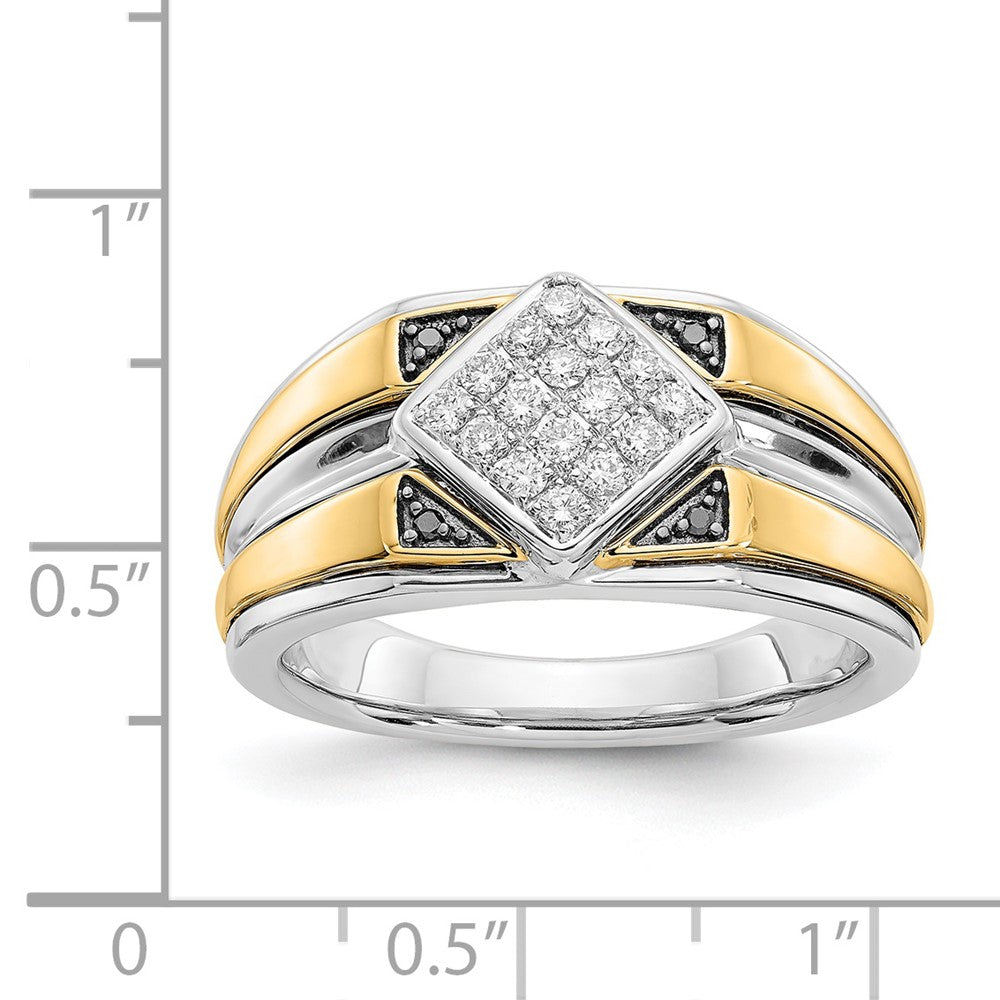 14k two tone gold black white real diamond mens ring y11207aa