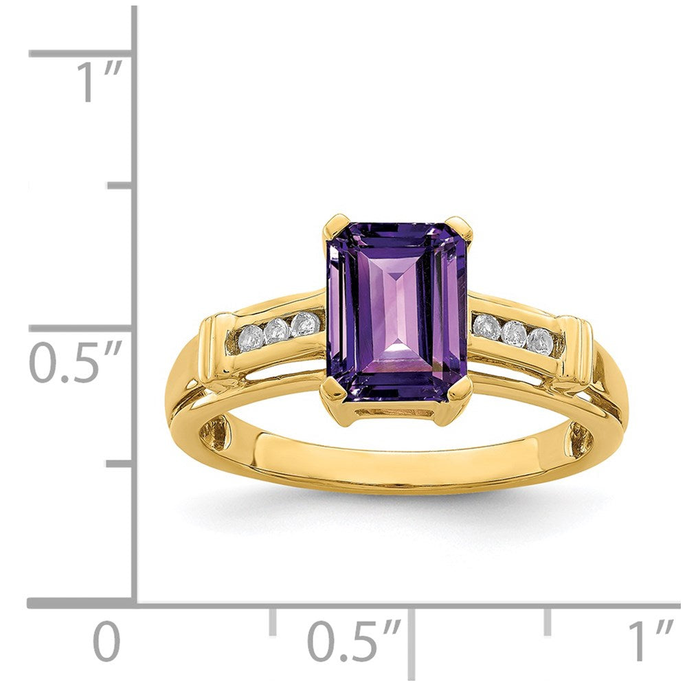 14k yellow gold amethyst and white topaz square ring y11403am
