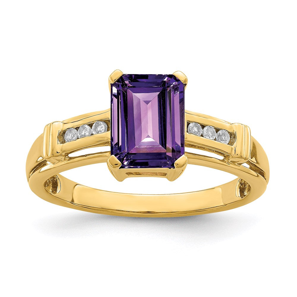 14k yellow gold amethyst and white topaz square ring y11403am