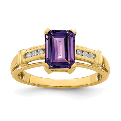 14k yellow gold amethyst and white topaz square ring y11403am