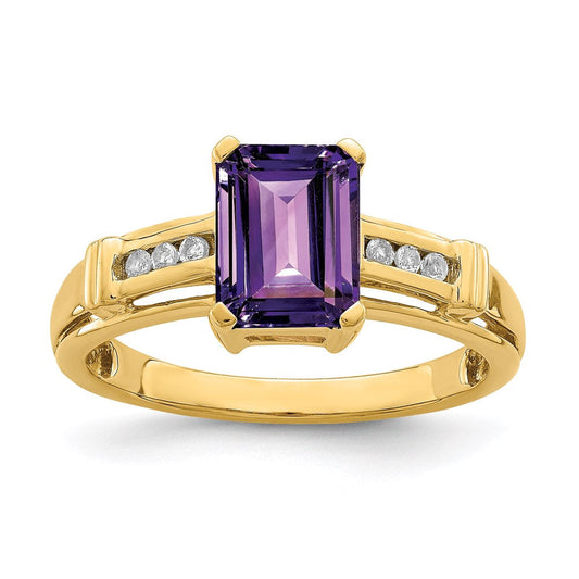 14k yellow gold amethyst and white topaz square ring y11403am
