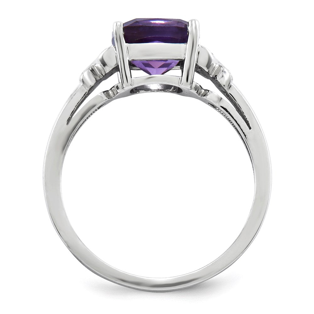 14k white gold real diamond and amethyst square ring y11414am aa