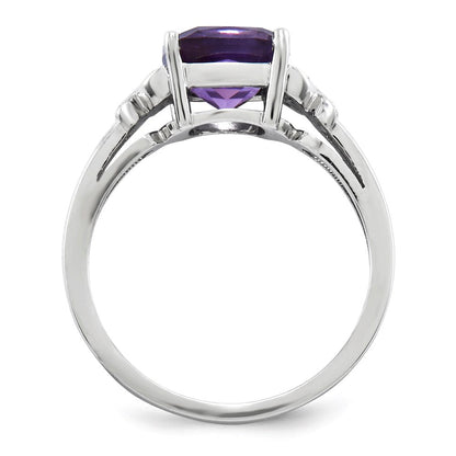 14k white gold real diamond and amethyst square ring y11414am aa
