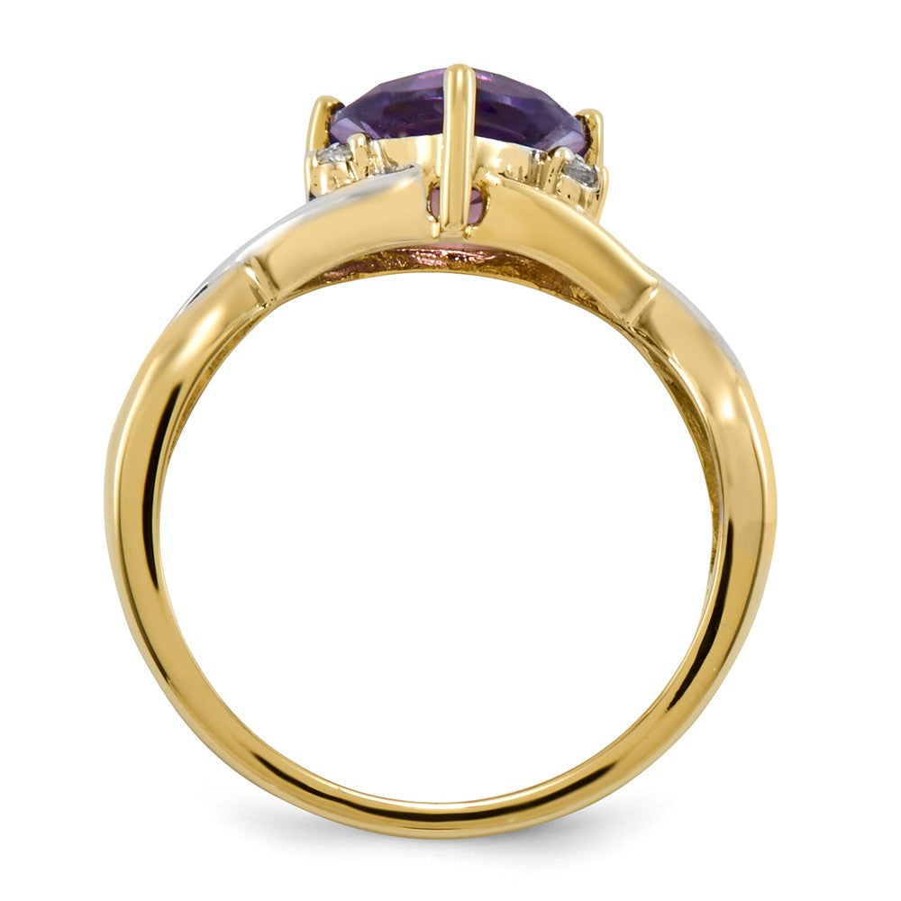 14k yellow gold amethyst and white topaz trillion ring y11422am