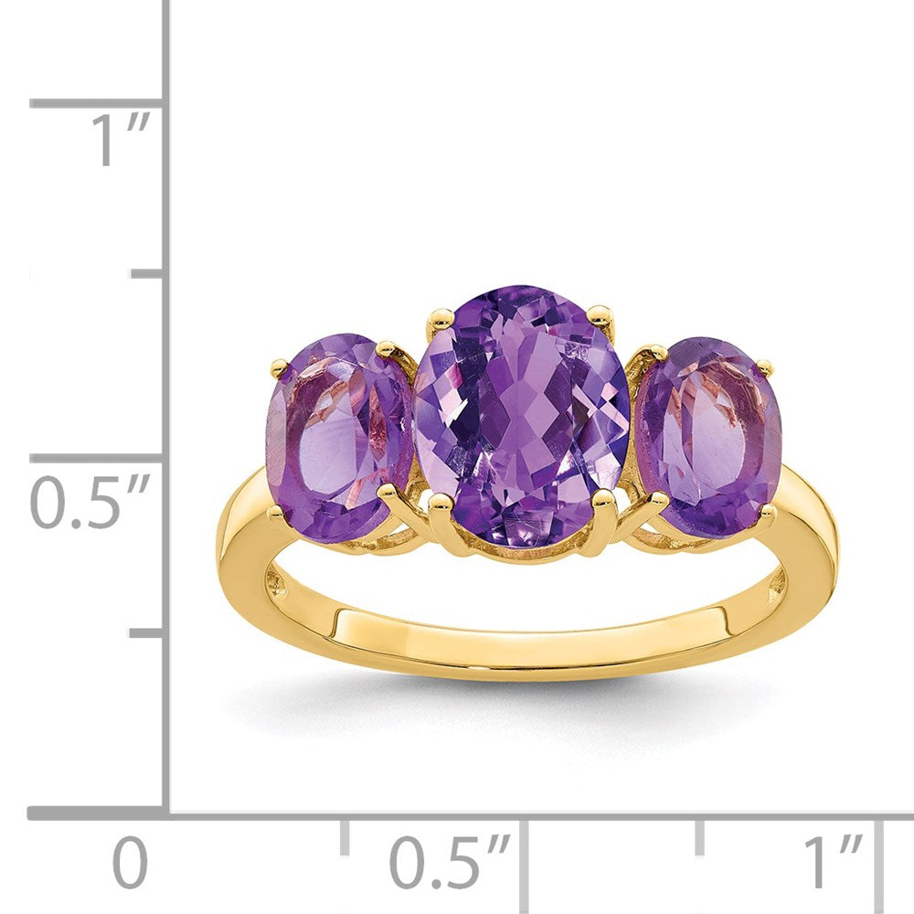 14k yellow gold amethyst oval ring y11449am
