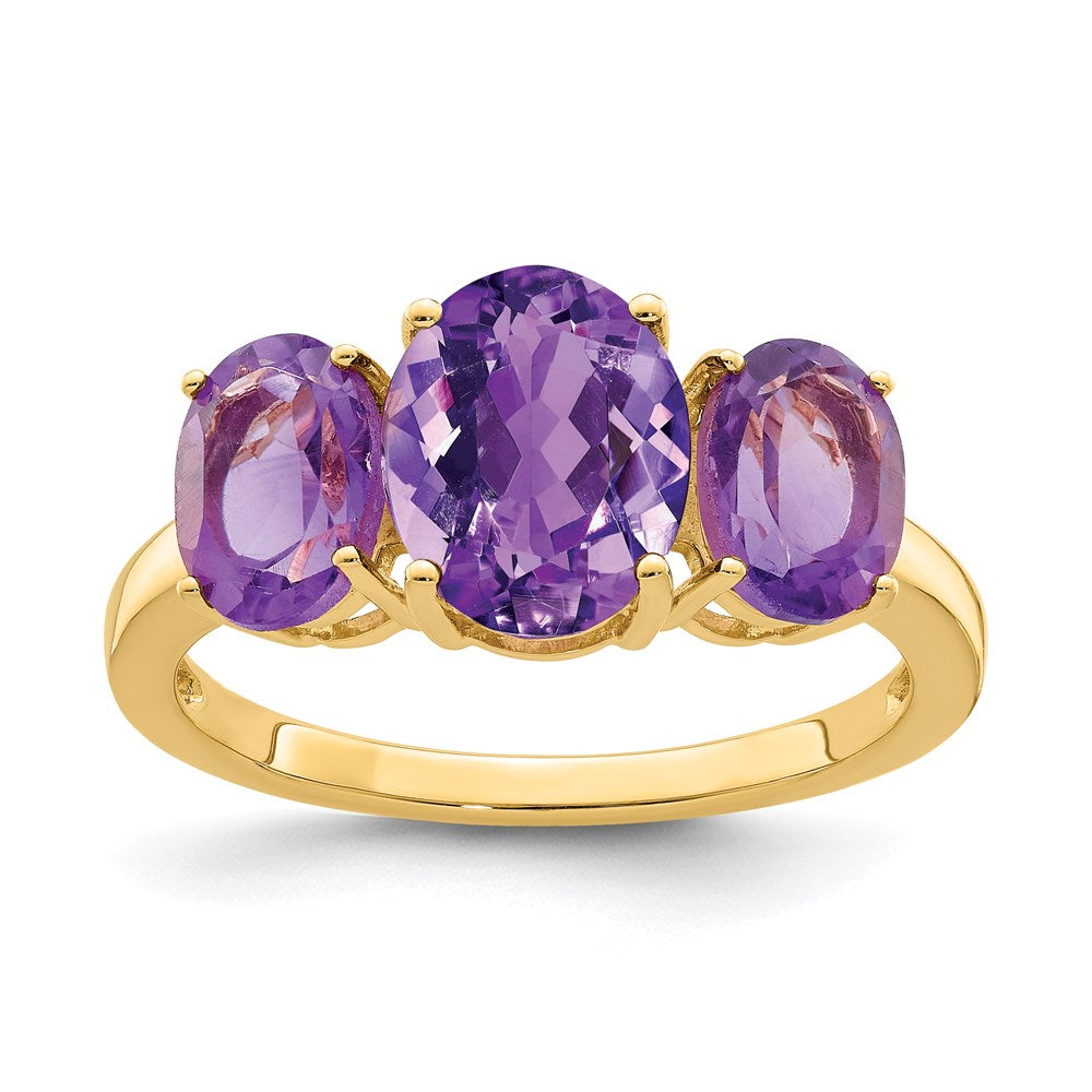 14k yellow gold amethyst oval ring y11449am