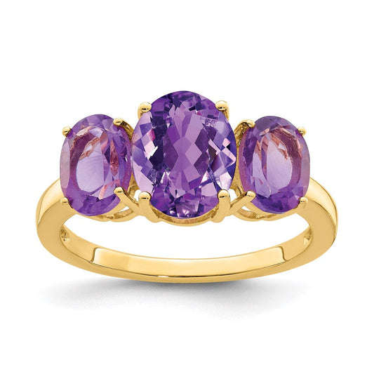 14k yellow gold amethyst oval ring y11449am