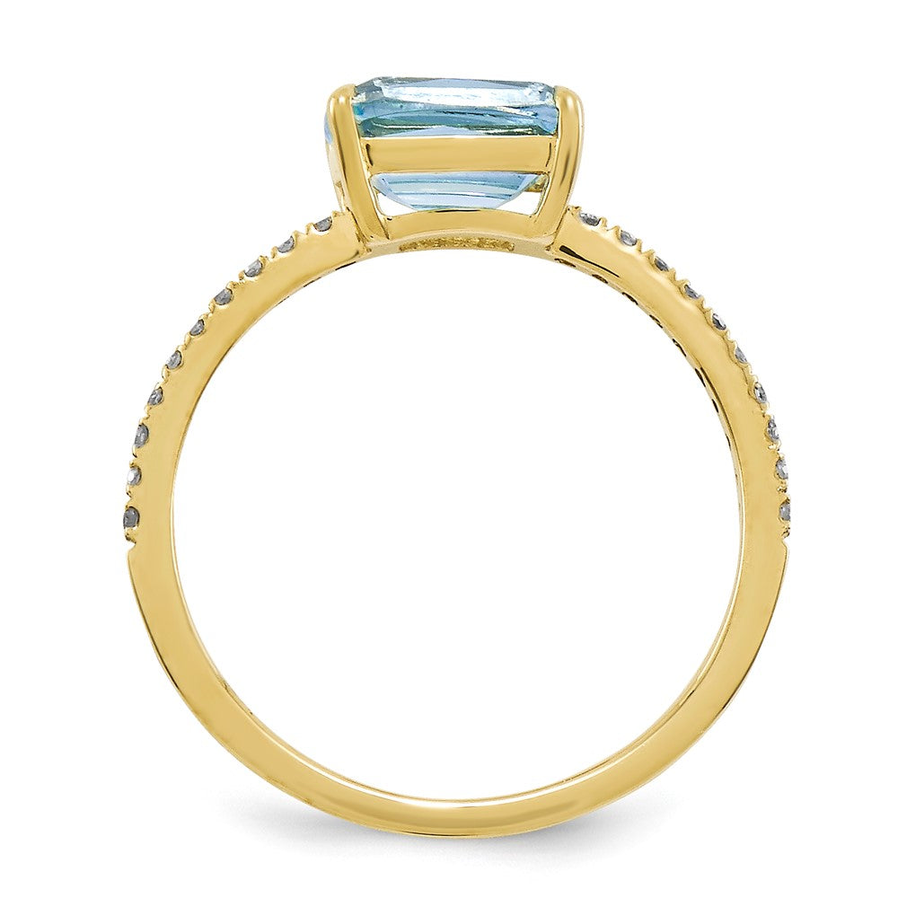 14k yellow gold real diamond and blue topaz square ring y11487bt aa