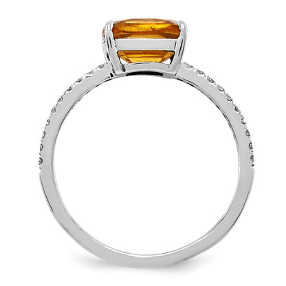 14k white gold real diamond and citrine square ring y11518ci aa