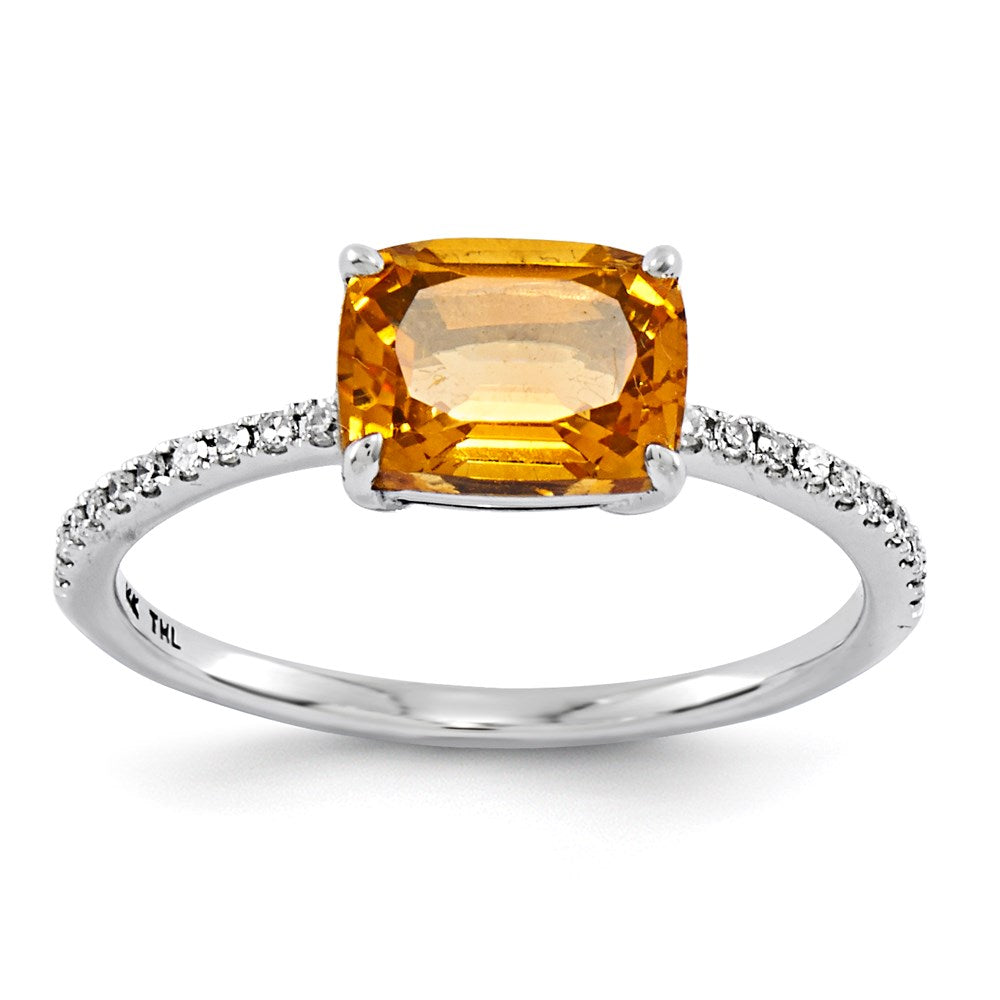 14k white gold real diamond and citrine square ring y11518ci aa