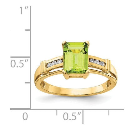 14k yellow gold peridot and white topaz square ring y11552pe