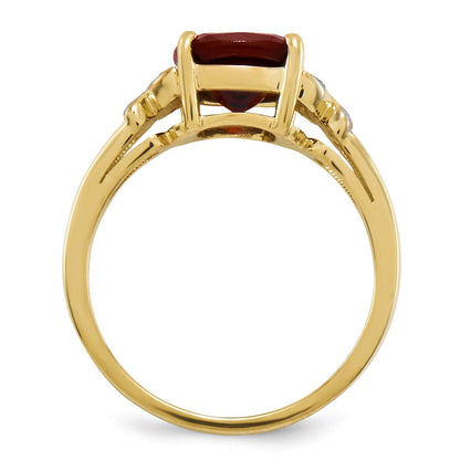 14k yellow gold real diamond and garnet square ring y11599ga aa