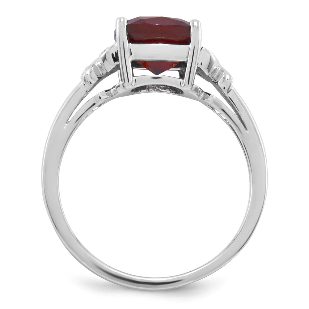 14k white gold real diamond and garnet square ring y11600ga aa
