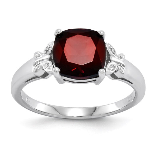 14k white gold real diamond and garnet square ring y11600ga aa