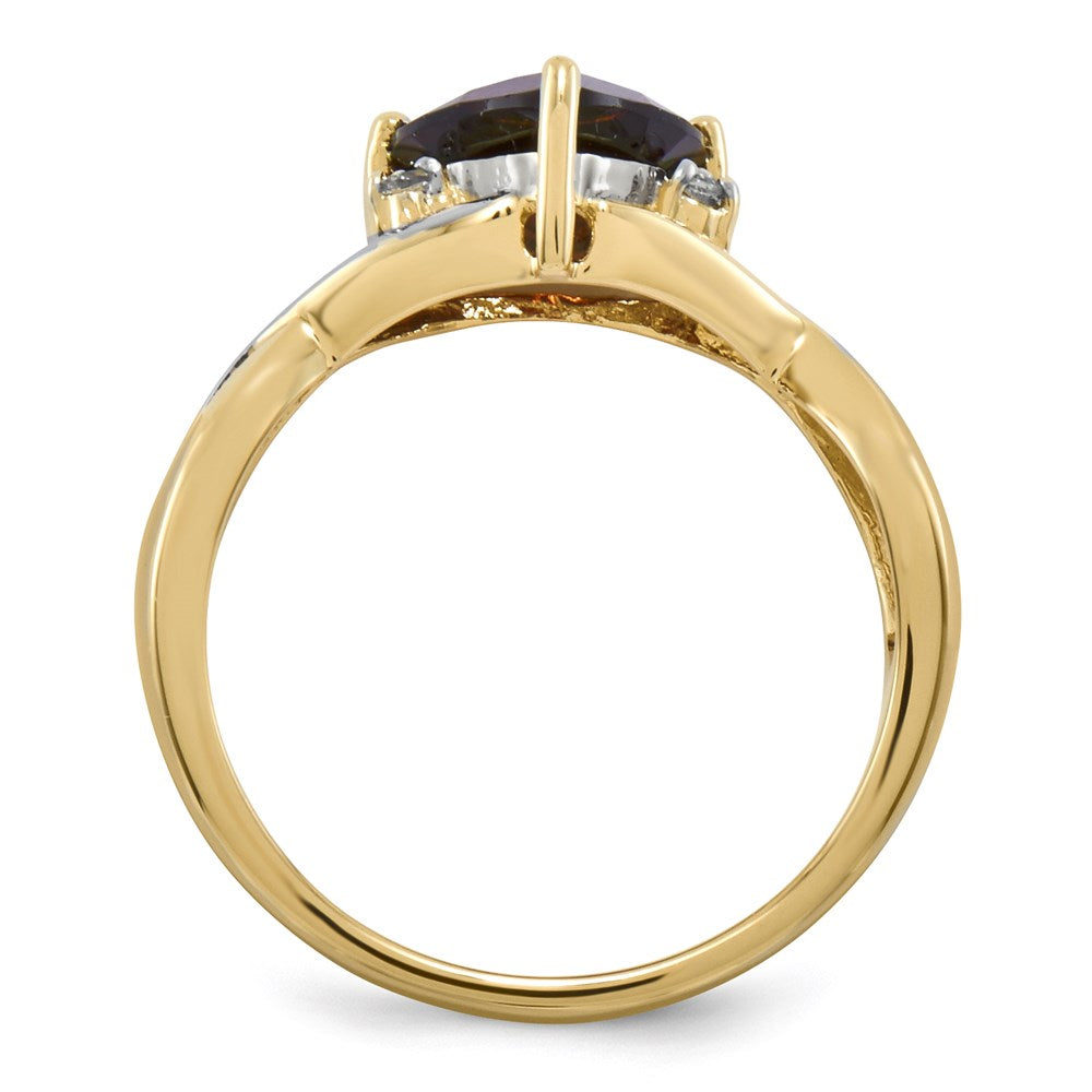 14k yellow gold garnet and white topaz trillion ring y11607ga