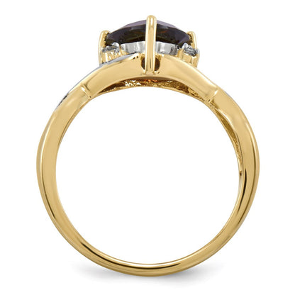 14k yellow gold garnet and white topaz trillion ring y11607ga