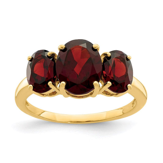 14k yellow gold garnet oval ring y11617ga