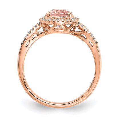 14k rose gold oval morganite real diamond halo ring y12853mg aa