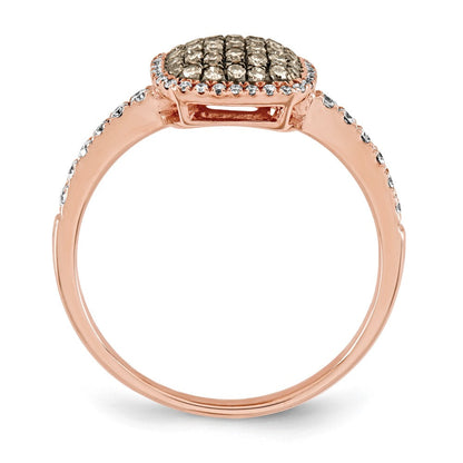 14k rose gold real diamond pav champagne real diamond ring y12908aa