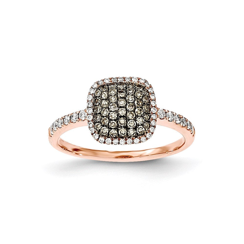 14k rose gold real diamond pav champagne real diamond ring y12908aa