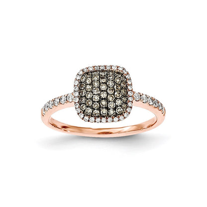 14k rose gold real diamond pav champagne real diamond ring y12908aa
