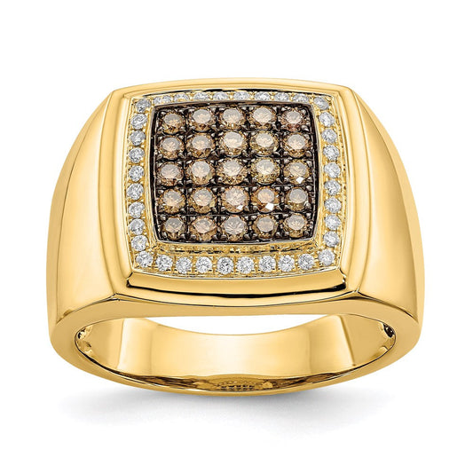 14k yellow gold brown real diamond ring y12918aa