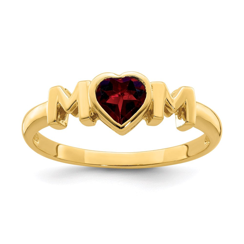14k yellow gold garnet mom ring y12926ga