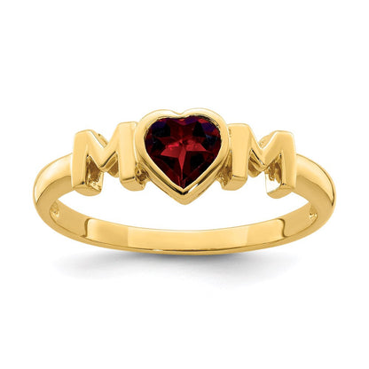 14k yellow gold garnet mom ring y12926ga
