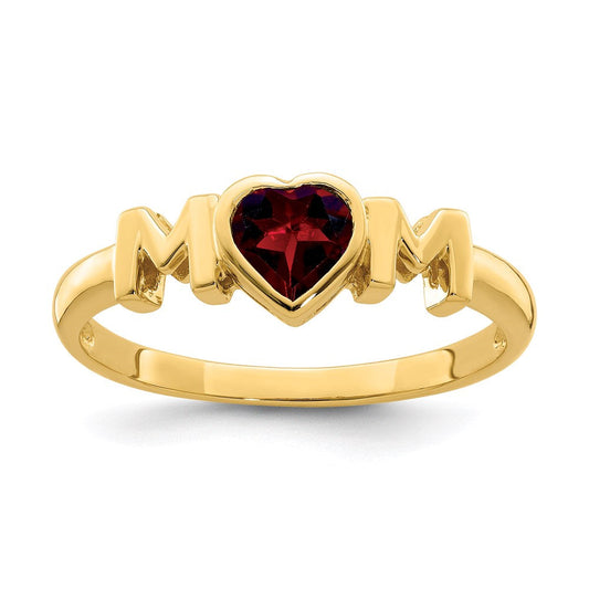14k yellow gold garnet mom ring y12926ga