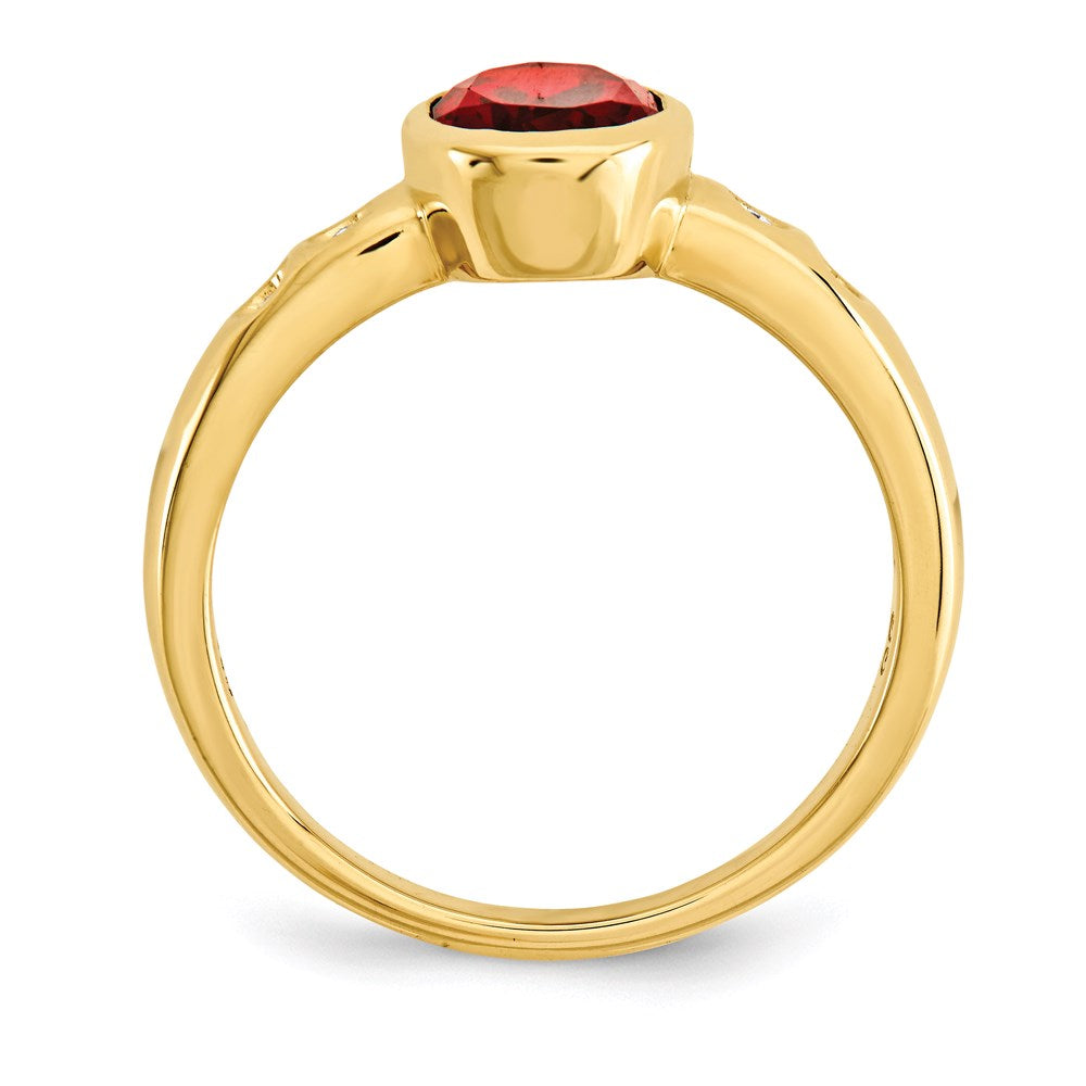 14k yellow gold garnet diamond bezel set ring y12929ga aa