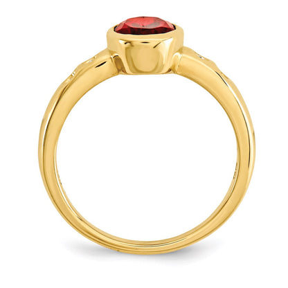 14k yellow gold garnet diamond bezel set ring y12929ga aa