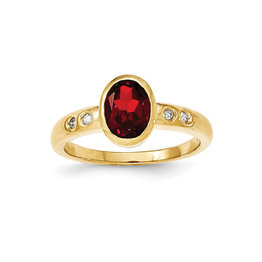 14k yellow gold garnet diamond bezel set ring y12929ga aa
