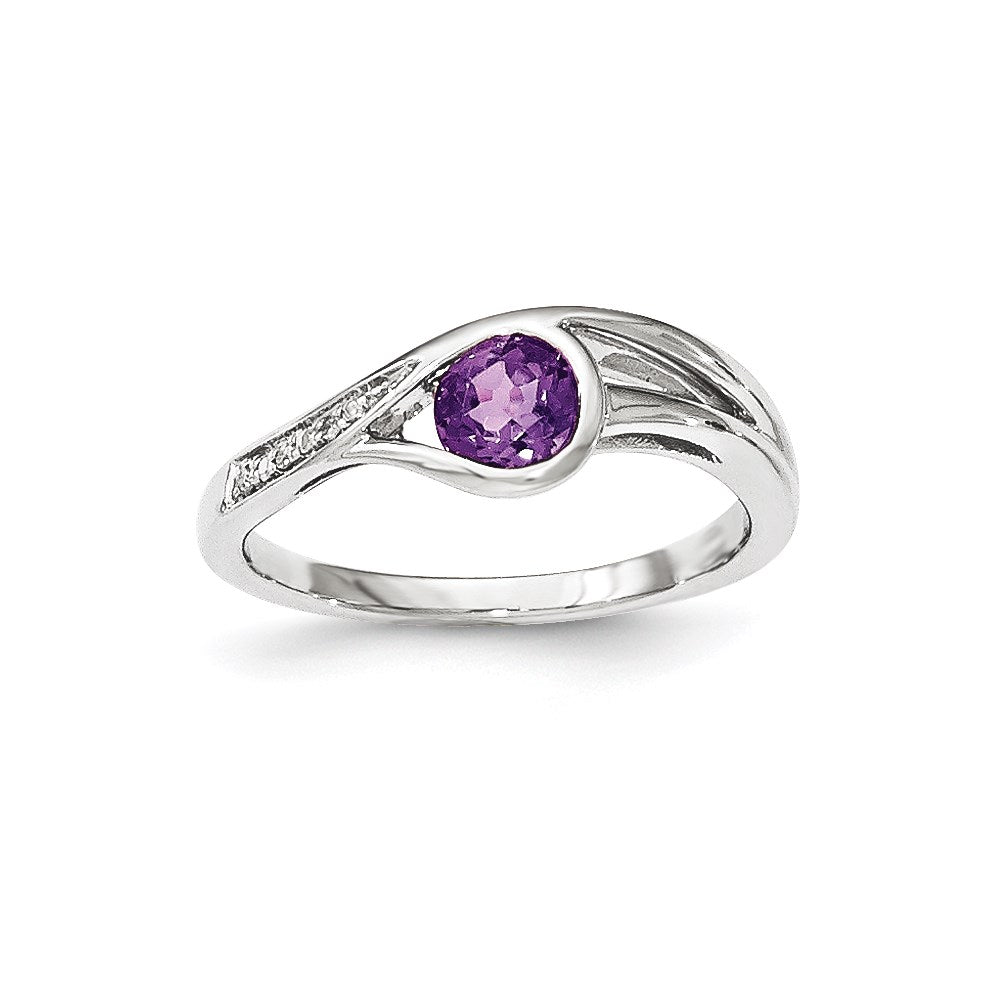 14k white gold real diamond amethyst ring y12934am aa