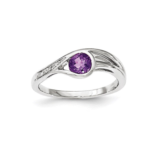 14k white gold real diamond amethyst ring y12934am aa