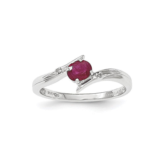 14k yellow gold white polished real diamond ruby ring y12970r aa