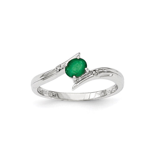 14k yellow gold white polished real diamond emerald ring y13003e aa