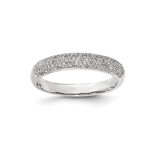 14K White Gold Pav‚ Real Diamond Band