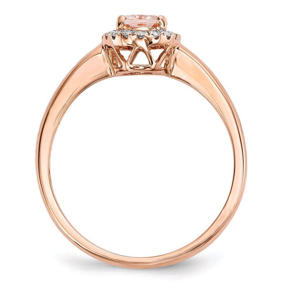 14k Rose Gold Polished Morganite and Real Diamond Ring