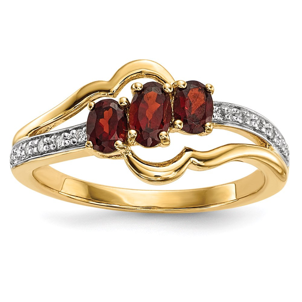 14k gold w mozambique garnet real diamond polished ring y13831ga aa