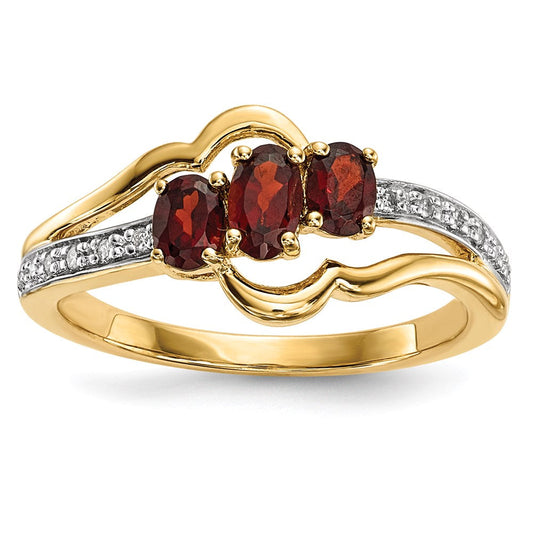 14k gold w mozambique garnet real diamond polished ring y13831ga aa