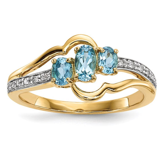 14k gold w l swiss blue topaz real diamond polished ring y13841bt aa