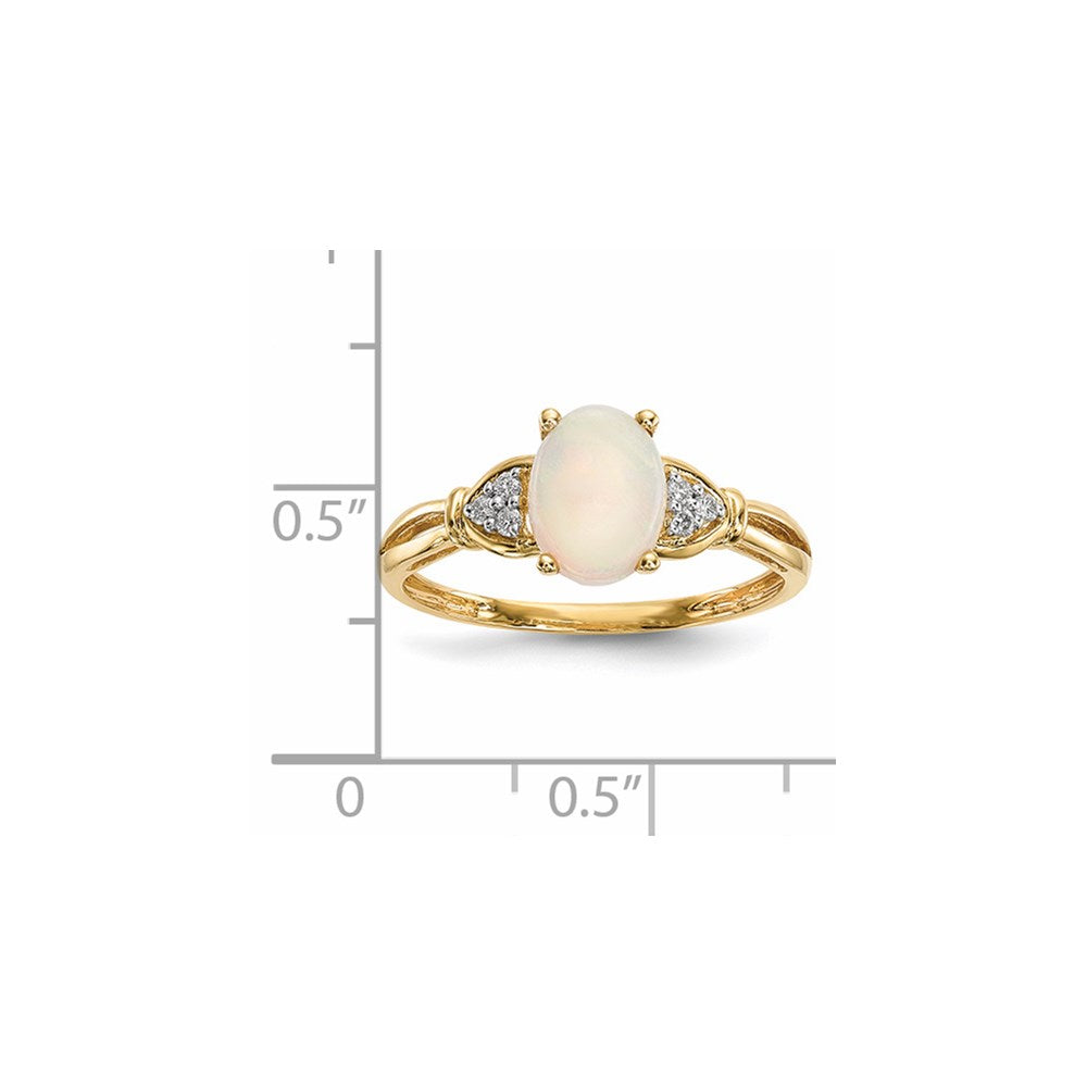 14k yellow gold polished australian opal and real diamond ring y13858op aa